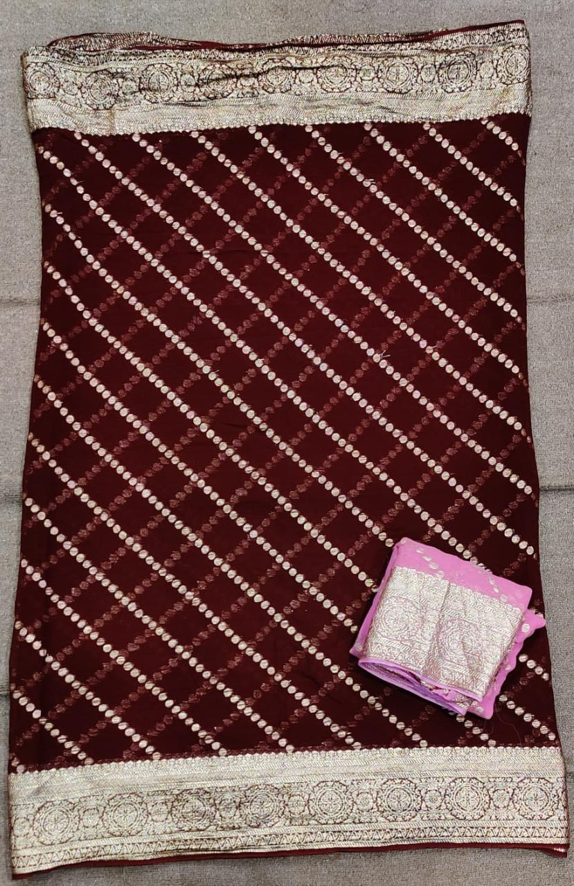 Maroon  Viscose Georgette  havi zari