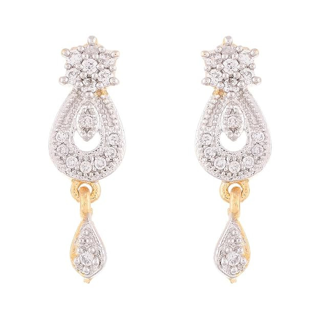 ZENEME Mangalsutra American Diamond Gold Plated Pendant Jewellery with Chain and Earrings for Women