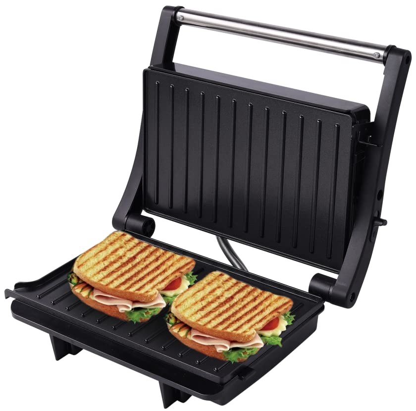 Concord Sandwich Maker, Griller, Toaster | 1000 Watts | 180° Opening | Oil Drip Tray | 1.5 Meter Long Cord | Black, Silver