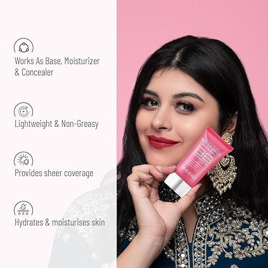 Swiss Beauty Matte Shiny Pearl Water Drop Blemish Long Lasting Balm BB Lightweight, Liquid Foundation, Face Makeup, Shade-02, 40ml