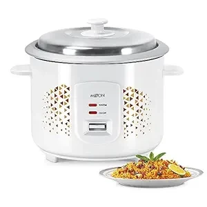 Milton Euroline Excel 1.8 Liter Electric Rice Cooker with Additional Cooking Bowl, 700 Watt | Auto Cook & Keep Warm Function | Steam Vent | Thermostat Precision Control