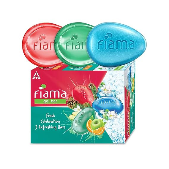 Fiama Gel Bathing Bar Fresh Celebration pack, with 3 unique gel bars, with skin conditioners for moisturized skin, 125g soap (Pack of 3)