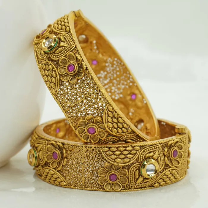 Beautiful uniquely designed gold plated copper bangles