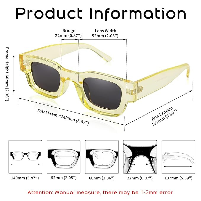Karsaer Small Rectangle Polarized Sunglasses for Women Men Fashion Narrow Shades UV400 Protection Lens E1107