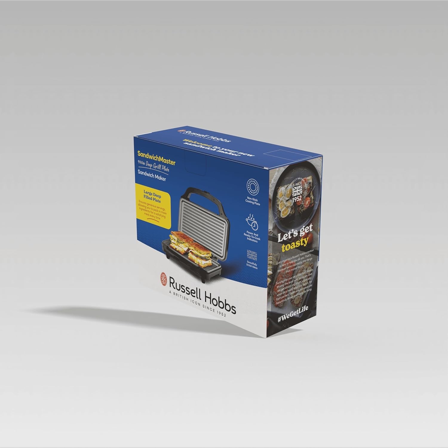 Russell Hobbs RST900GRXL 900W 2 Slice Grill Sandwich Maker | Electric Toaster Griller Large with Deep-Filled Plate | Non-Stick Coating | Cool-Touch Handle |...