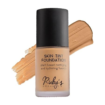 Ruby's Organics Liquid Foundation for Face Makeup - Waterproof, Full Coverage Blendable, Long Lasting, Matte Finish and Poreless, Normal to Oily Skin, Vegan, Paraben and Silicon-Free, Shade M02, 30 ml