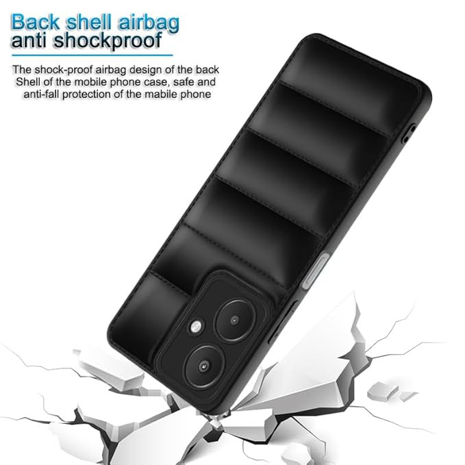Plus Puffer Case Camera Protection Soft Back Cover for Mi Redmi 13C 5G - Black
