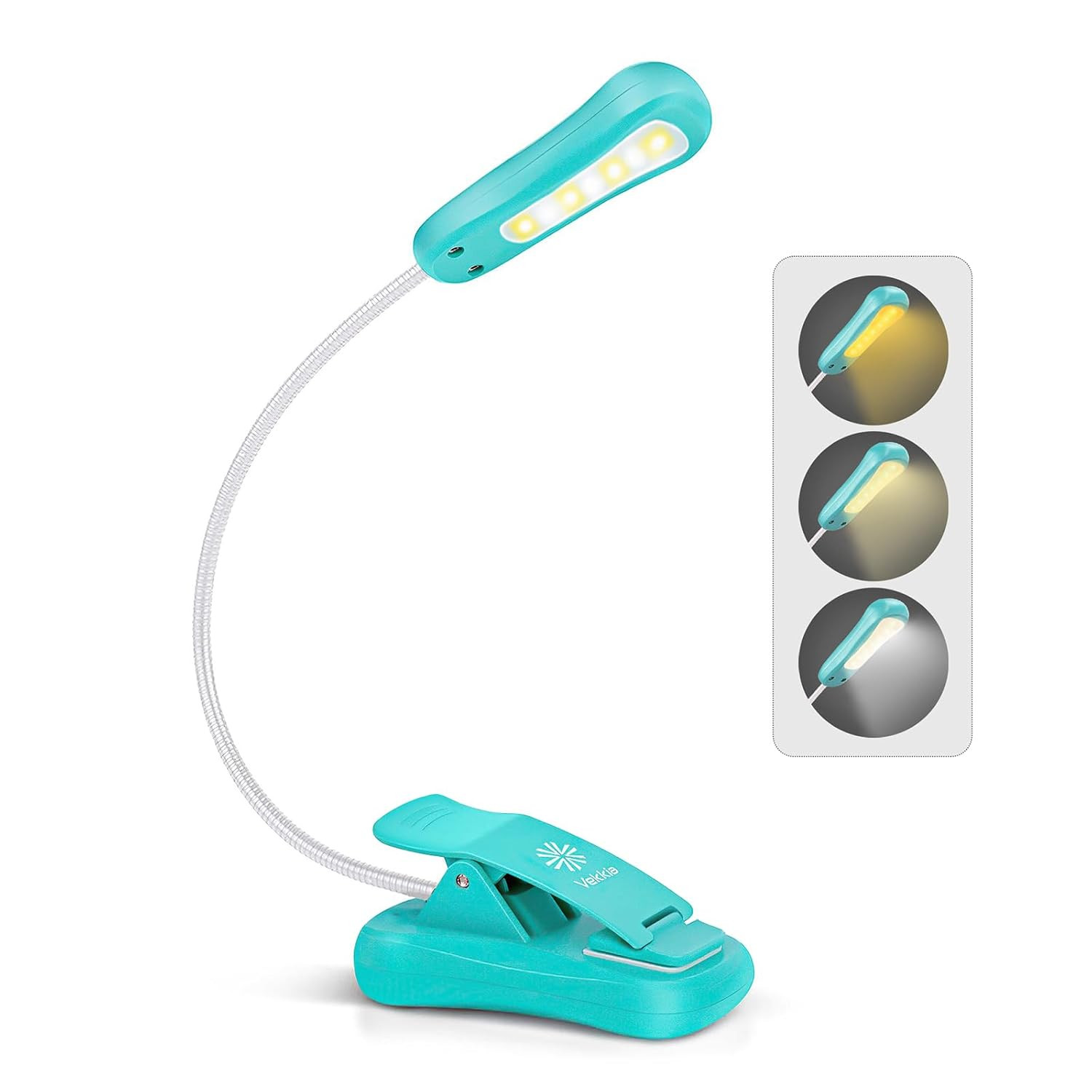 LuminoLite Rechargeable 7 LED Book Light, Reading Lights for Reading in Bed, 3000-6000K Dimmable 9 Brightness Levels, Up to 60 Hours Lighting. Perfect for Bookworms, Kids and Travel (Tiffany Blue).