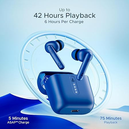 boAt Airdopes 141, Low Latency, ENx Tech, 42HRS Battery, Fast Charge, IWP, IPX4, v5.1 Bluetooth Earbuds, TWS Ear Buds Wireless Earphones with mic (Bold Black)