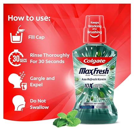 Colgate Plax Fresh Mint Mouthwash, 0% Alcohol - Pack of 500 ml