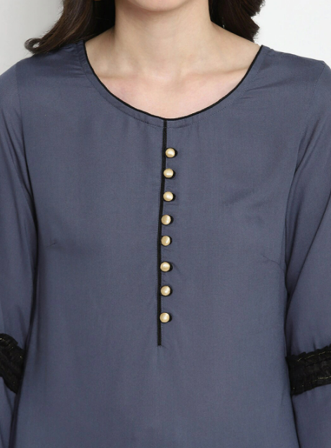 Grey Kurta with Trousers & Dupatta