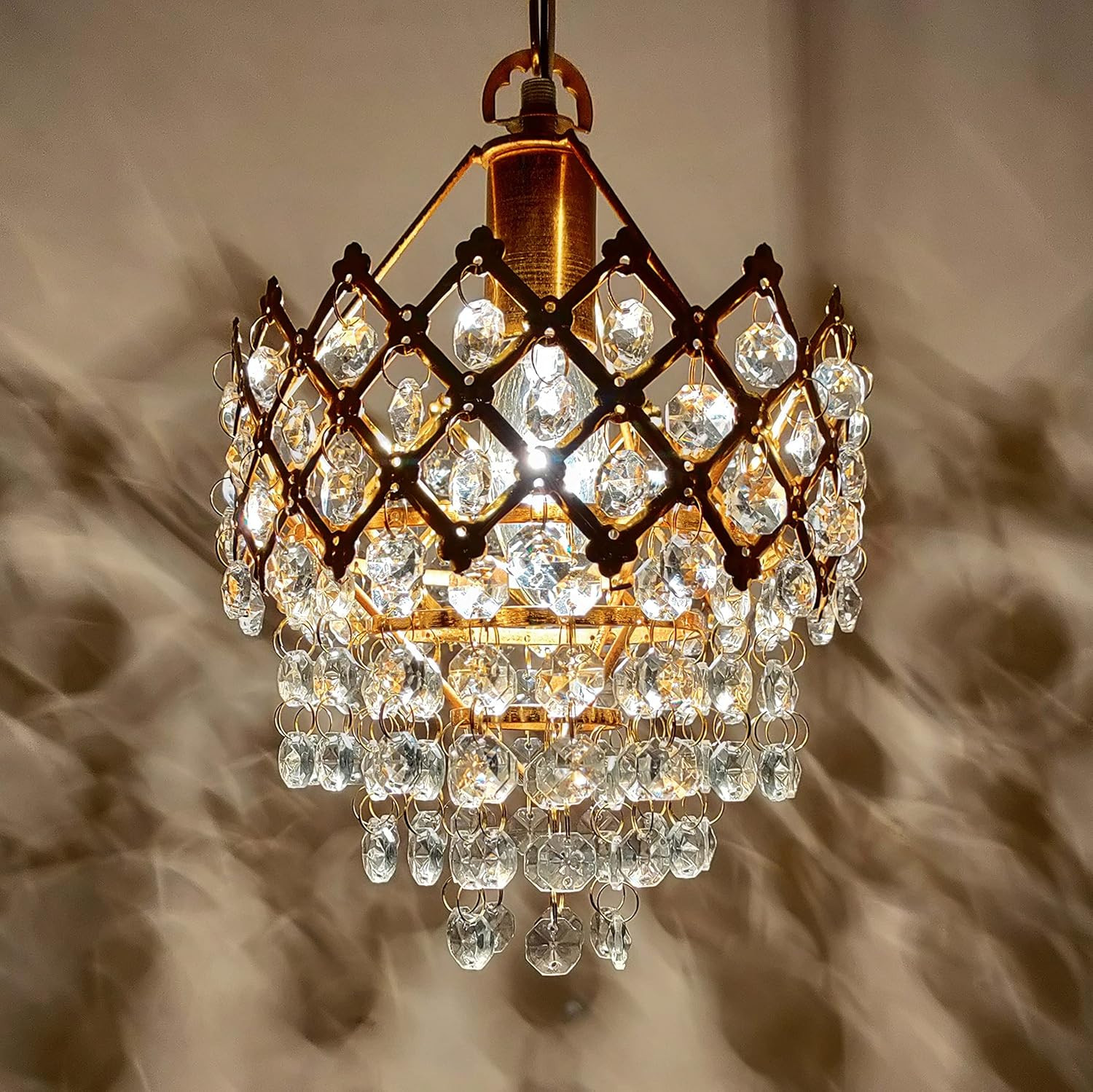 Decorativehut Exotic Crystal Chandelier for Home Decoration | Jhumar for Home Decoration | Diwali Decoration Lights | Jhoomer for Living Room | Standard, Golden (Bulb Included)