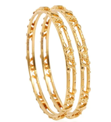 Beautiful design gold plated copper bangles set