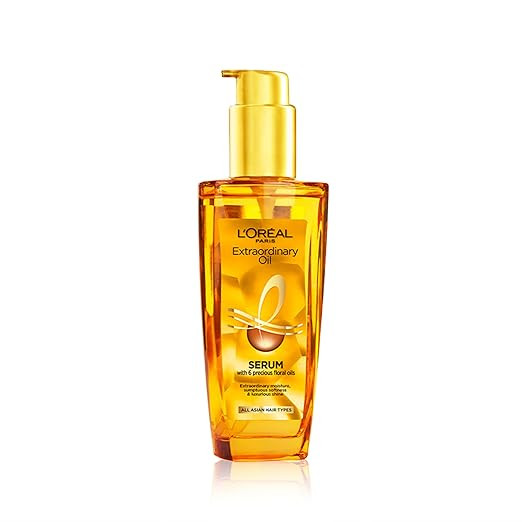 L'Oreal Paris Serum, Protection and Shine, For Dry, Flyaway & Frizzy Hair, With 6 Rare Flower Oils, Extraordinary Oil, 100ml