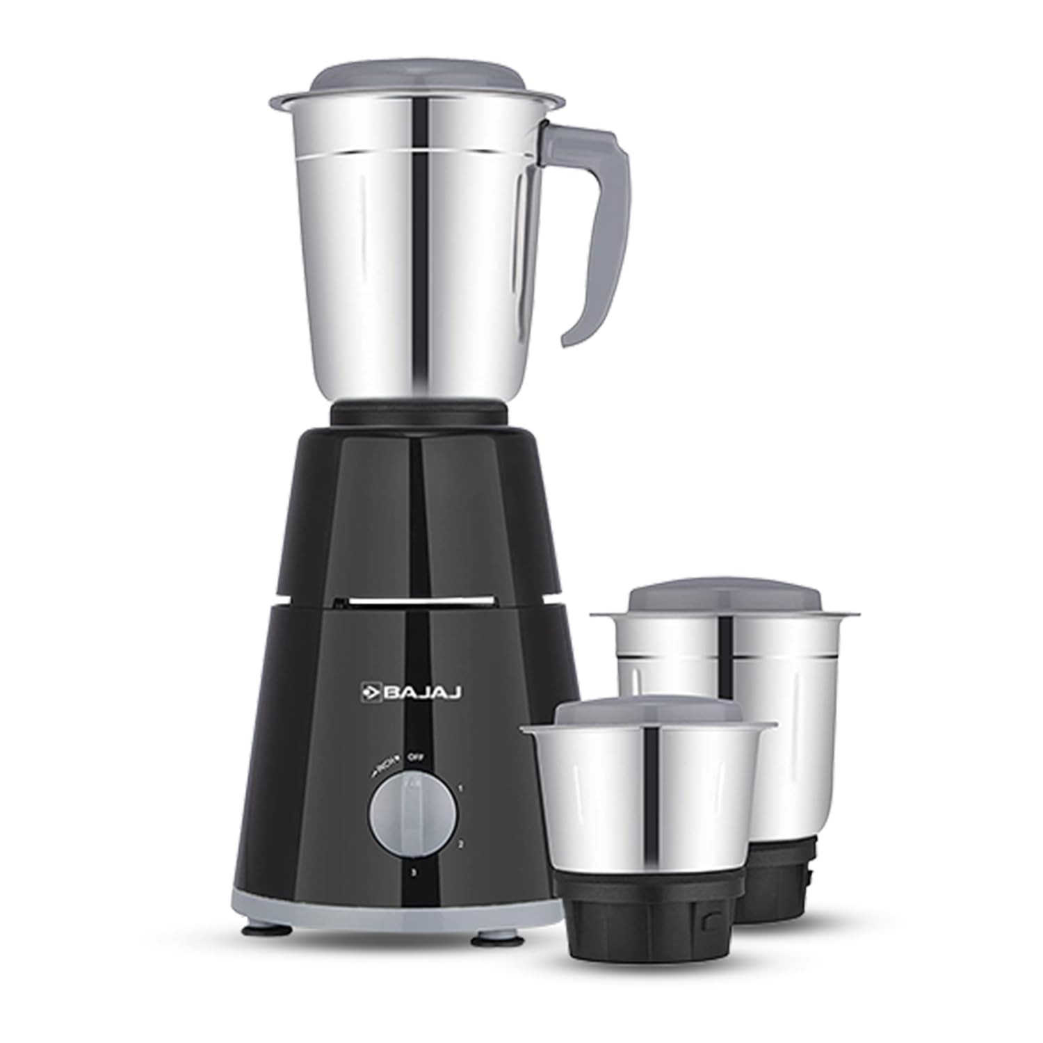 Bajaj GX-1 Mixer Grinder 500W|Superior Mixie For Kitchen|2-in-1 for Dry Grinding| Blade Function With Titan Motor|3 Stainless Steel Mixer Jars|1 Year Product Warranty By Bajaj 【Black】