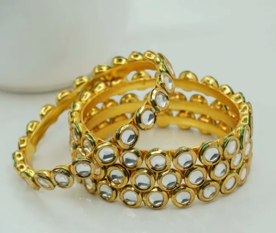 Ruby white Beautiful Handcrafted gold plated design bangles