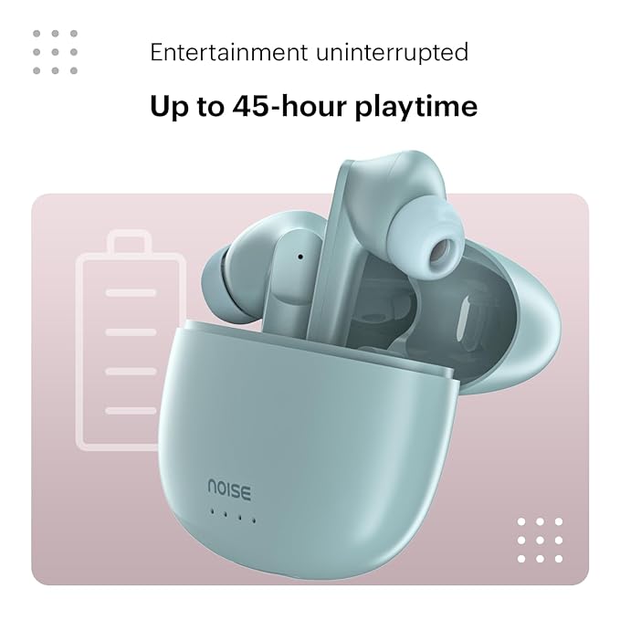 Noise Buds VS104 Truly Wireless Earbuds with 45H of Playtime, Quad Mic with ENC, Instacharge(10 min=200 min), 13mm Driver,Low Latency, BT v5.2 (Mint Green)White)