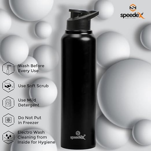 Click to open expanded view   2 VIDEOS      Speedex Stainless Steel Water Bottle 1 litre, Water Bottles For Fridge, School,Gym,Home,office,Boys, Girls, Kids, Leak Proof(BLACK COLOUR, SIPPER CAP, SET O