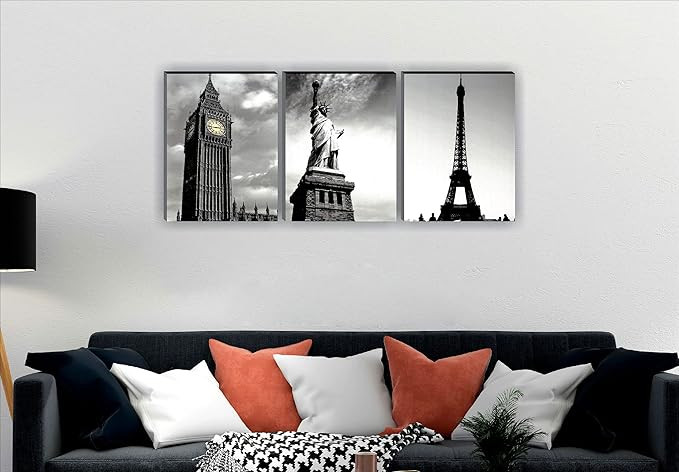 SAF paintings Tower Multieffect UV Textured Panel Painting (Set of 3, 12 Inches X 27 Inches (SANFC12257) SANFC12257