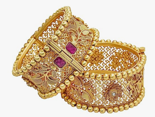 Handcrafted gold plated stone bangle set for women&girls