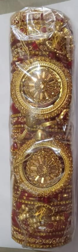 Alloy Gold-plated Rajwadi Style Bridal Chuda Bangles Set For Girls And Women