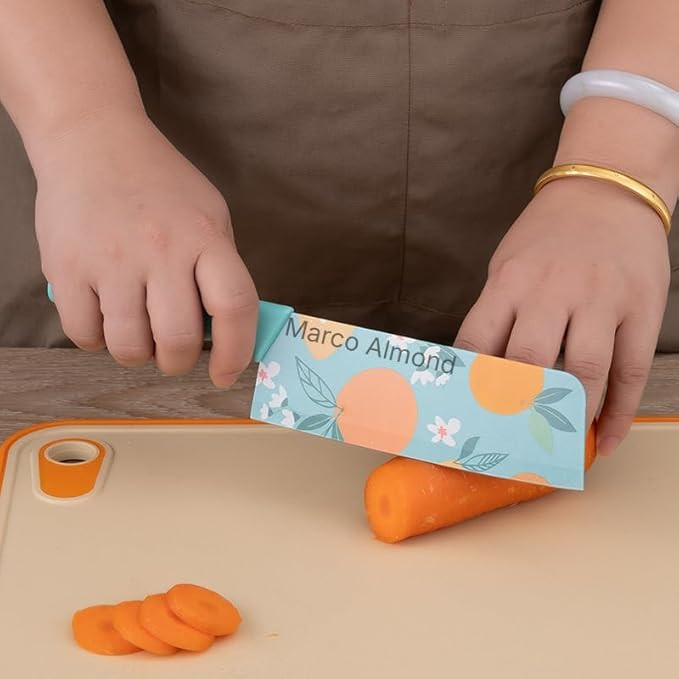 Marco Almond Kitchen Knives Stainless Steel Set 3 Pieces Professional Kitchen Knife Set/Meat Knife/Chef Knife with Non-Slip Handle Sharp Manual Sharpening for Home Kitchen Knife (Blue)