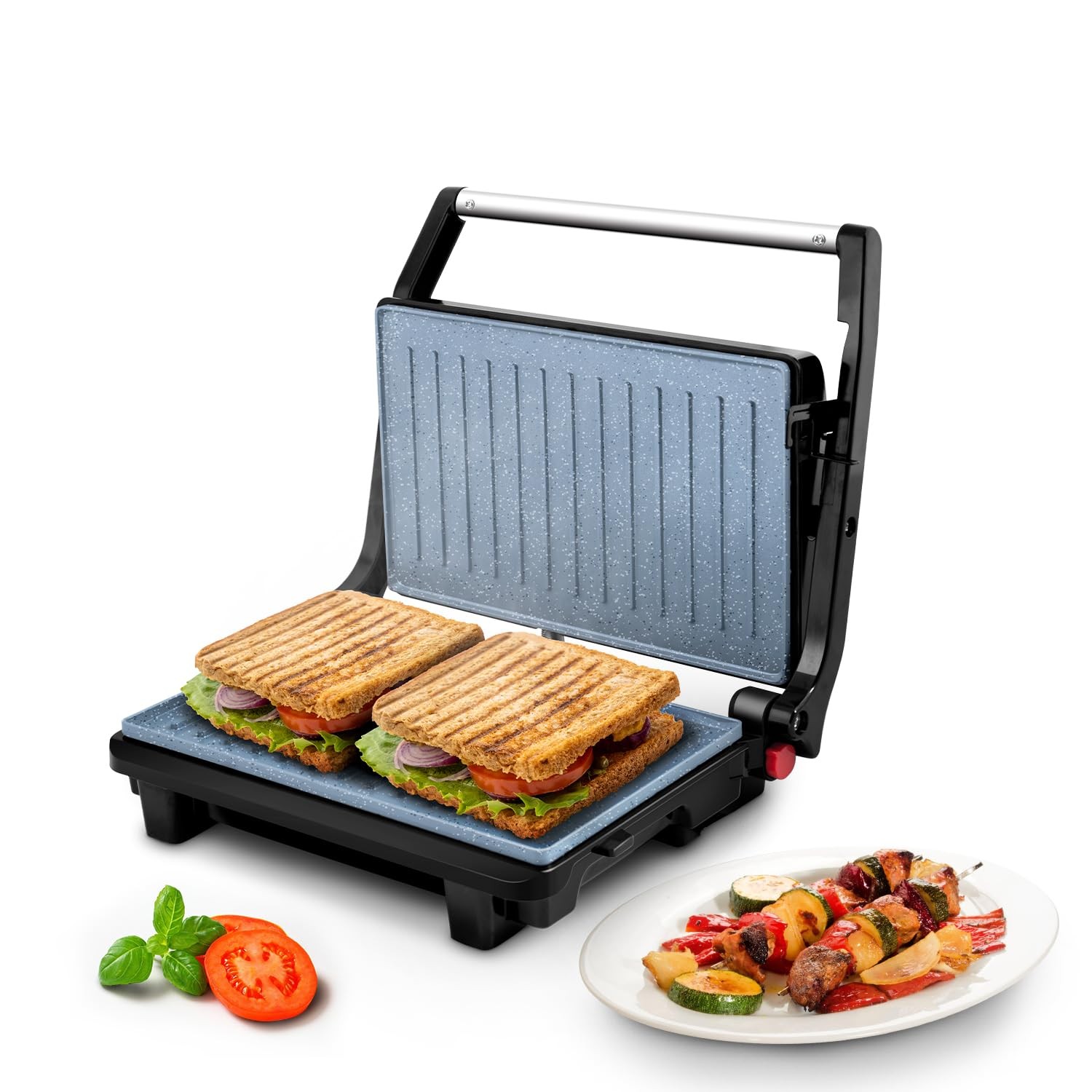 Wipro Elato BS202 1000 Watt Ceramic Grill Sandwich Maker, Scratch Resistant, 180° Open Sandwich Griller, Auto Cutoff, Non Toxic BPA, PTFE & PFOA Free, 2 Year Warranty, Regular Bread Size for 2 Slices