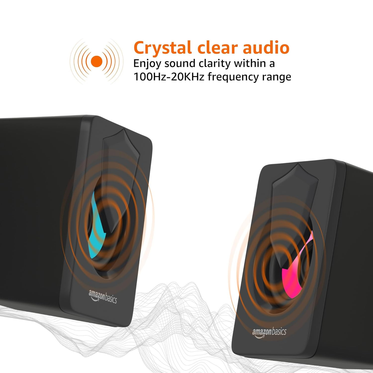 basics Stereo 2.0 USB Powered Gaming Speaker | 3.5 mm Aux-in | Volume Control | RGB LED Lights | 2X3W | for PC, Laptop, Tablet