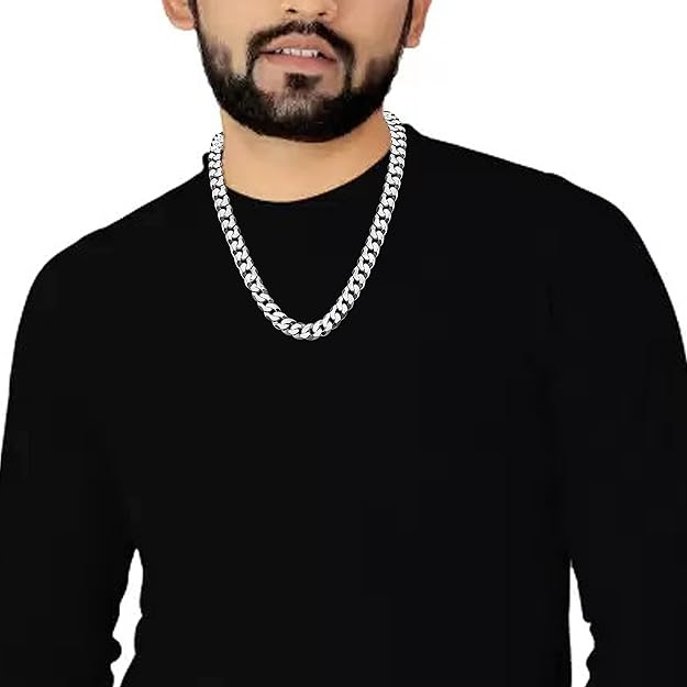 Fashion Frill Silver Chain For Men Silver Plated Chains For Boys Men Jewellery Alloy Silver Chain Mens Jewellery Necklace Chain 20 Inches