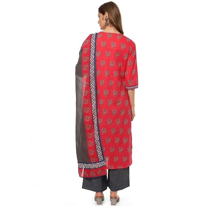 BIBA Women Skd Cotton Kurta with Pant & Dupatta
