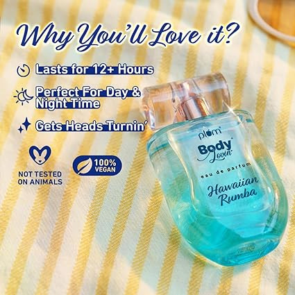 PlumBodyLovin' Hawaiian Rumba Eau De Perfume (Parfum) | Long Lasting & Premium Tropical Fragrance | Luxury Perfume For Women & Men | Mandarin, Gardenia & Vanilla Notes (50 ml)
