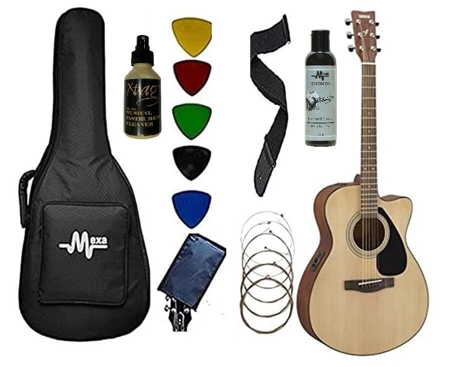 Yamaha Electric-Acoustic Guitar FSX80C Dreadnought With With Mexa Guitar Bag, Guitar Belt, Guitar Stand, String Set & Plectrums.(NT)