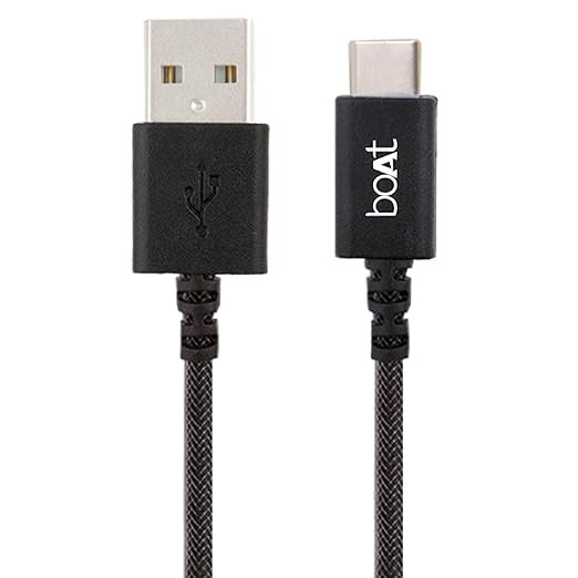 boAt Type-C A400 | Type-C to USB A 2 Mtrs Cable| 3A Fast Charging & 480mbps Data Transmission | Compatible for all Smartphones & Tablets (Black)