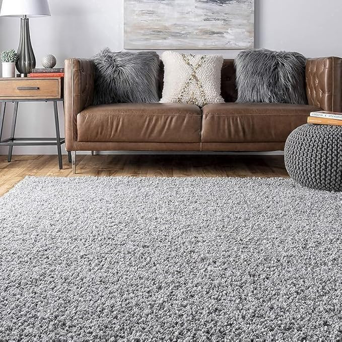 LUXE LEGACY CARPETS Export Quality Plain Fur Rectangular Rugs for Drawing Room Living Room and Bedroom 6x8 feet Grey