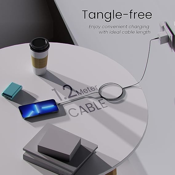 Ambrane Type-C to Lightning Cable, 22.5W Fast Charging, 480Mbps Data Sync Cable Compatible with iPhone, iPad, Macbook, iMac, AirPods, 1.25m (ABTL-125 Black)