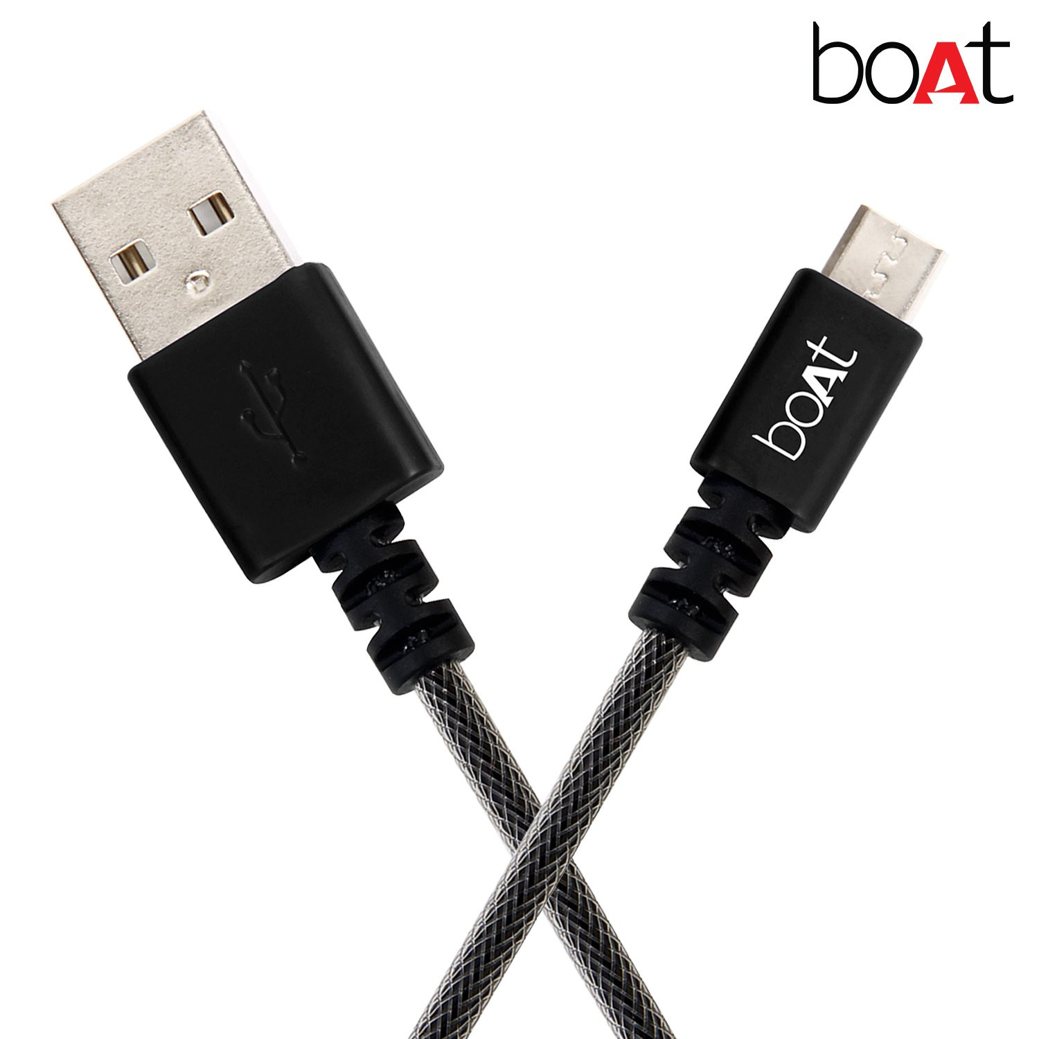 boAt Micro USB 500 Tangle-free, Sturdy Micro USB Cable with 2.4A Fast Charging & 480mbps Data Transmission, 10000+ Bends Lifespan & Extended 1.5m Length Black)