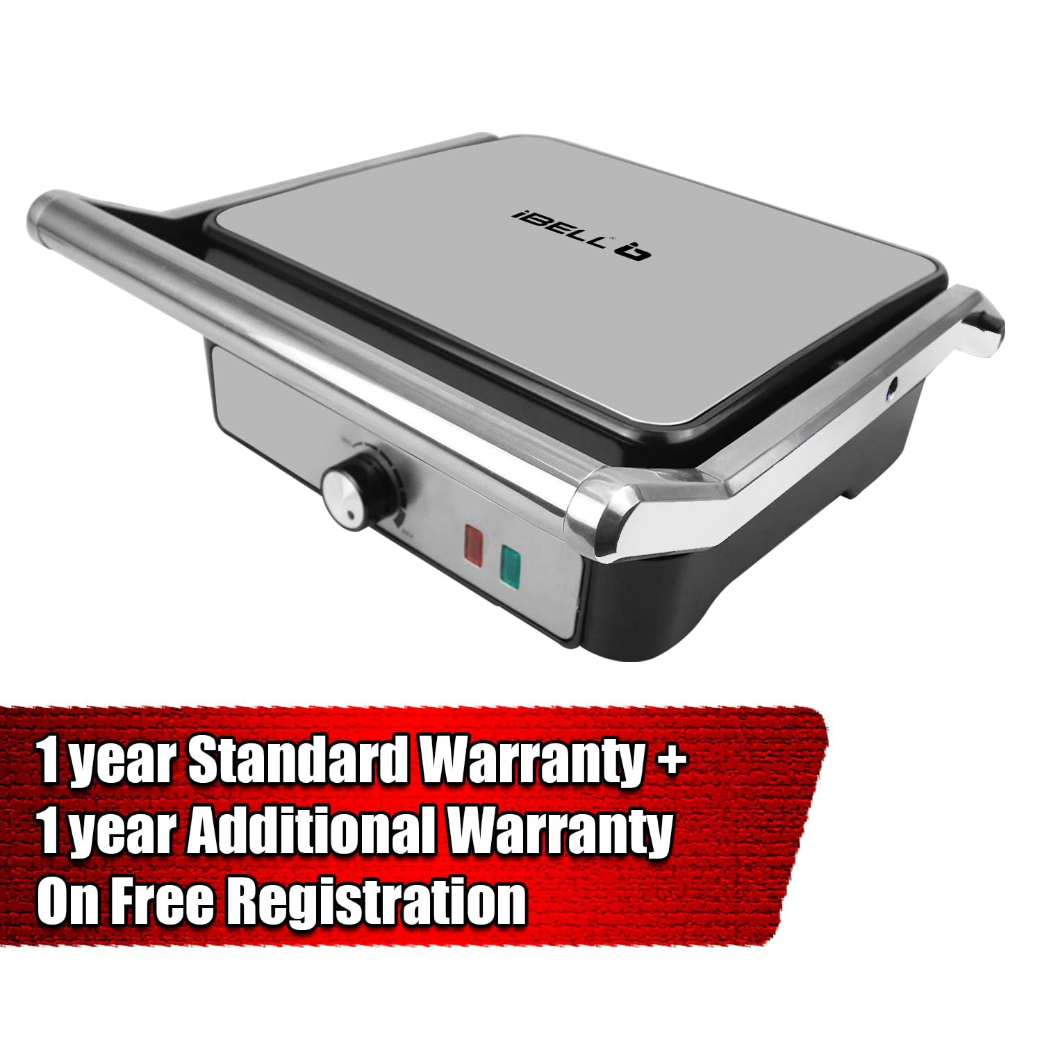 iBELL SM1700G Sandwich Maker with Floating Hinges, 1700Watt, 180 Degree Openable Plates for Grill/Toast, Temperature Control Knob (Black)