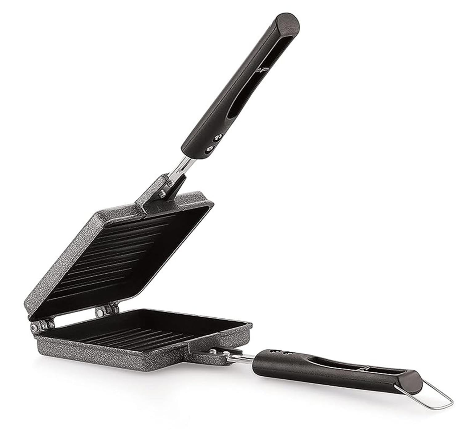 PANCA Non-stick Jumbo Grill Gas Toaster Premium Big Bread Toaster, Sandwich Maker Griller with bakelite Handles and Spatter, Gas Stove Toaster(Aluminium, Black)