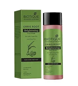 Biotique Bio Orris Root Lightening Face Cleanser | Wash for Men, 100% Soap Free, 120 ml