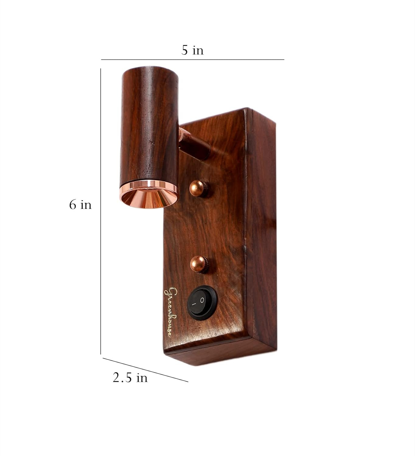 Green House Handmade Sheesham Wood Wall Mounted Adjustable Focus/Spotlight | Bedside Reading Lamp | Modern Fancy Design | 3W Warm White LED | Bedroom, Living Room, Mirror, Study Room, Study Table