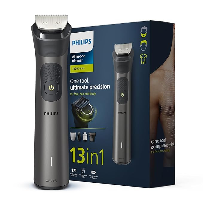 Philips India's No.1 Men's Trimmer| Patented Twin Trim Blades I Precision Trimming, 13-in-1 Modern Man Kit -Face, Body & Private Parts I 3 Year Warranty I120Min Runtime I 5 min Quick Charge MG7920/65