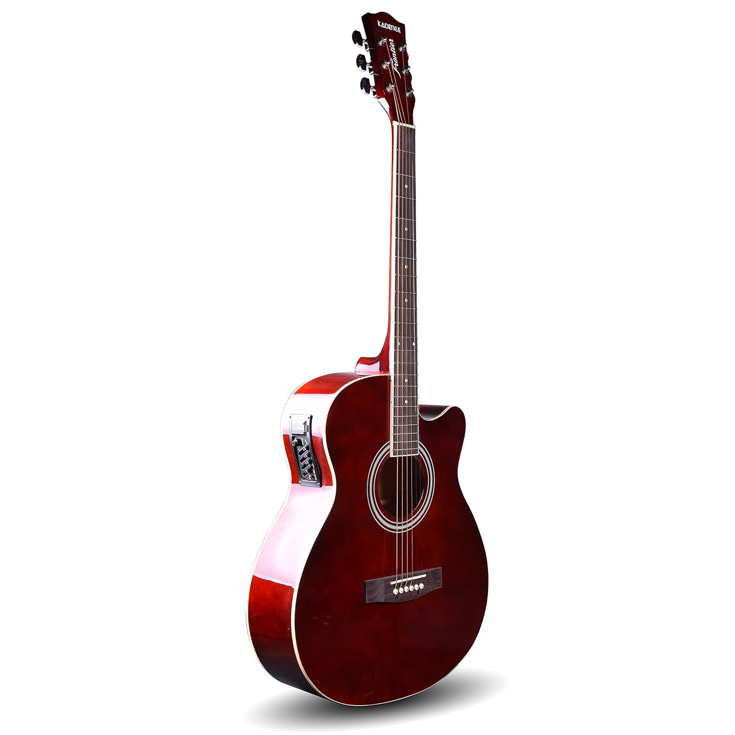 Kadence Frontier Semi Acoustic Guitar 40" with Learning Course, Die cast keys with Combo (Bag,strap,strings And 3 picks) (Brown, Electric Acoustic)