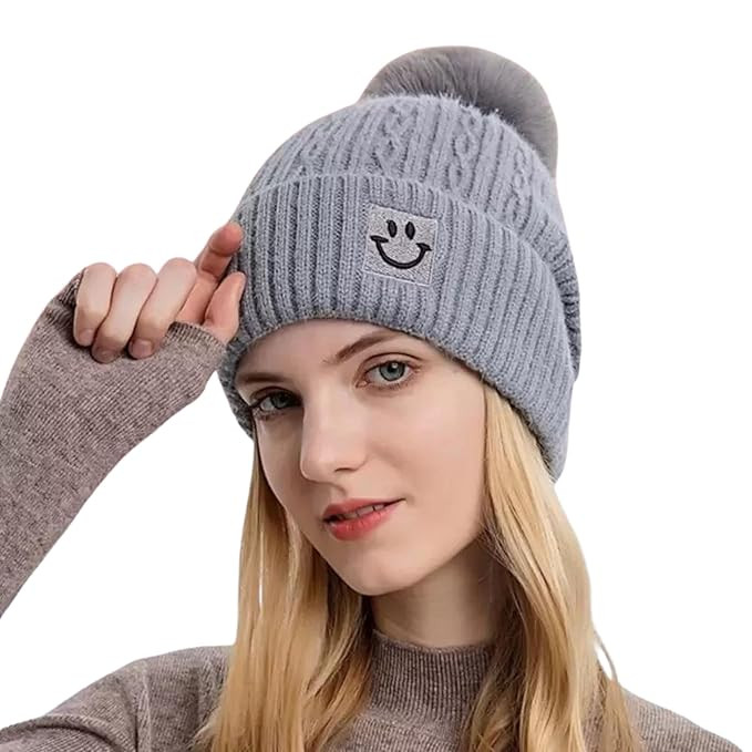 Tomorrow Winter Beanie for Women and Girls - Stay Warm and Stylish with Our Cute Pom Pom Beanie - Fleece Lined, Soft Knit, and Trendy Winter Fashion Hat