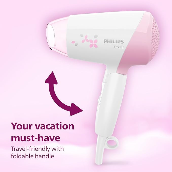 Philips Hair Dryer | Quick Gentle Drying with Thermoprotect Care | 1200 Watts | 3 Heat and Speed Settings with Cool Shots | HP8120/00, Pink