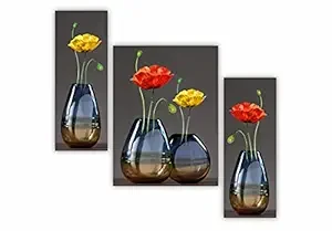 SAF paintings 6 mm MDF UV Textured Multi Effect Floral Paintings Frame (color1)