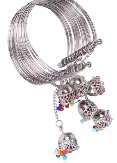 Beautiful Jhumki design silver plated White Stone Bangles