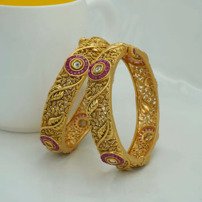 Beautiful and uniquely designed gold plated copper bangles