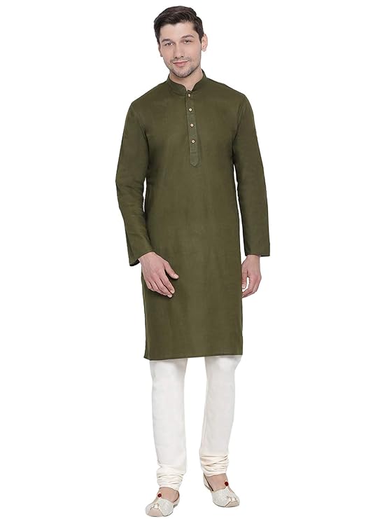 VASTRAMAY Men White Cotton Solid Kurta Pajama Set(VASMKWH000nPWH)