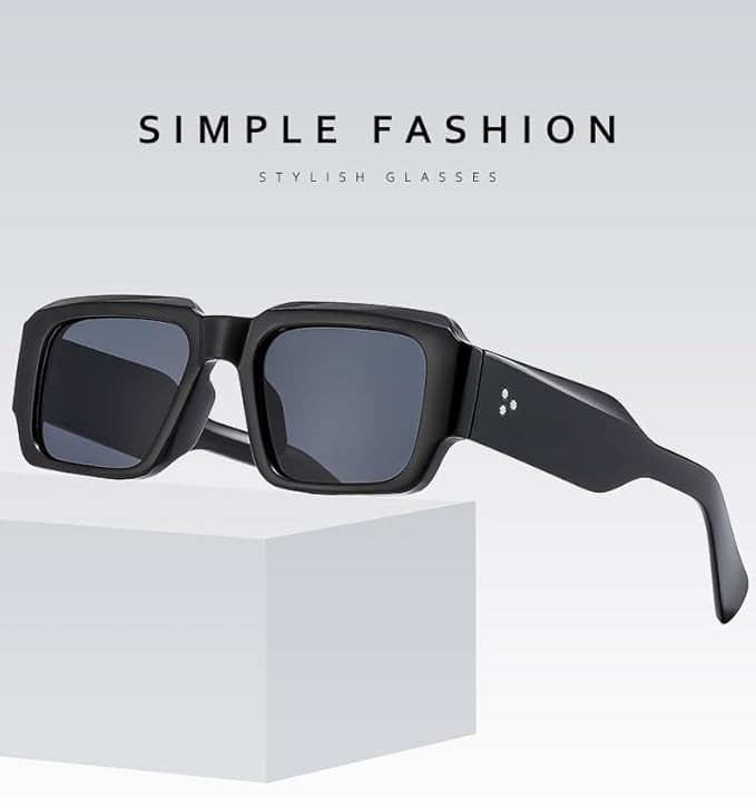 Karsaer Rectangle Sunglasses for Women Men Trendy Thick Sun Glasses UV 400 Protection Square Frame E1268