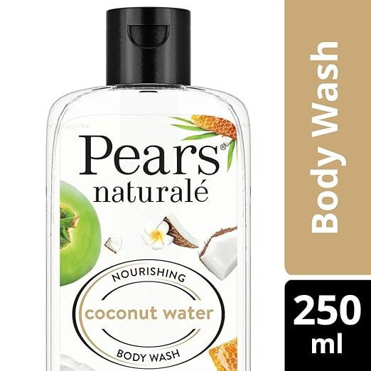 Pears Naturale Nourishing Coconut Water Body Wash 250 ml, 100% Natural Ingredients, Liquid Shower Gel with Honey for Glowing Skin - Paraben Free